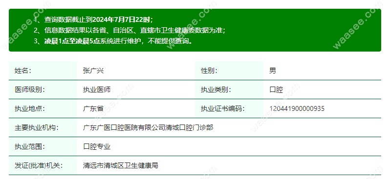 广东广医口腔医院清城区张广兴