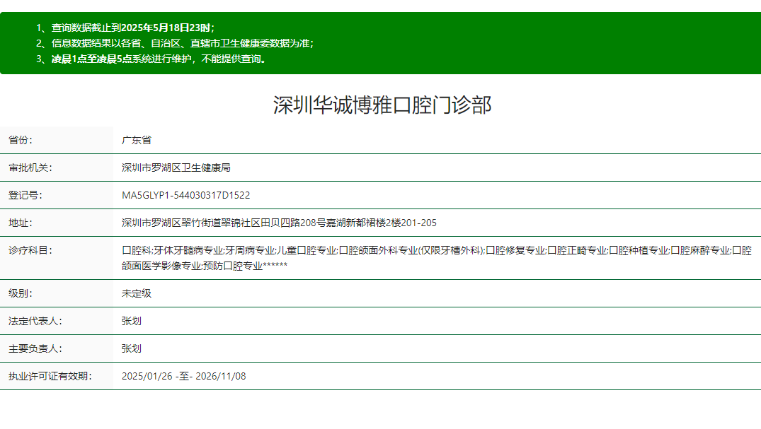 深圳华诚博雅口腔门诊部