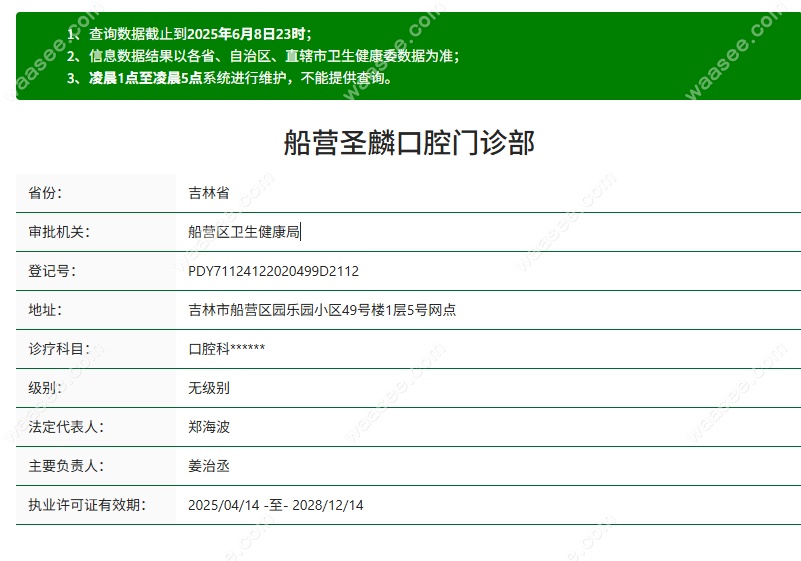 吉林船营圣麟口腔资质