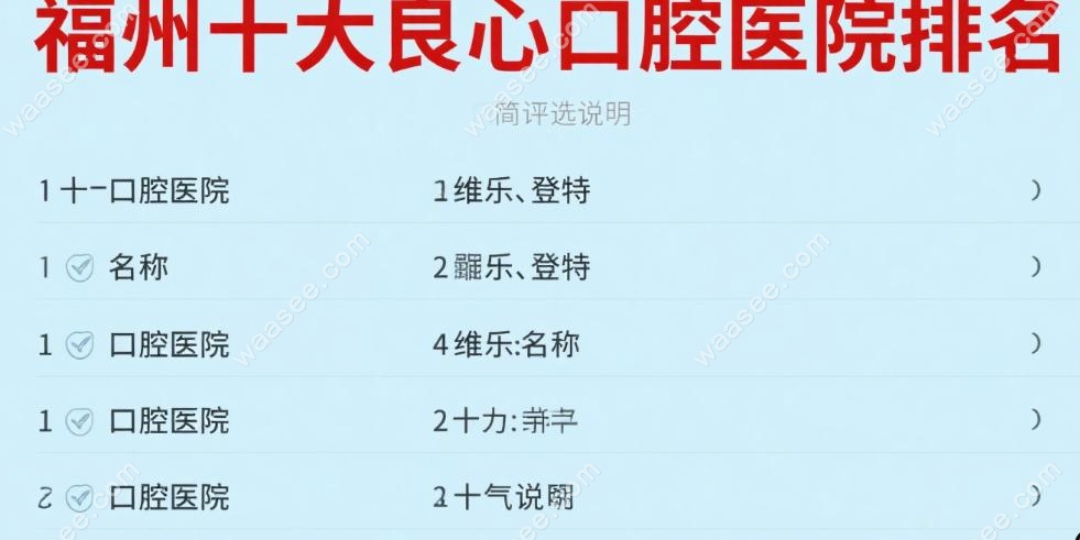 福州十大良心口腔医院排名!维乐/登特上榜,种牙矫正不踩坑