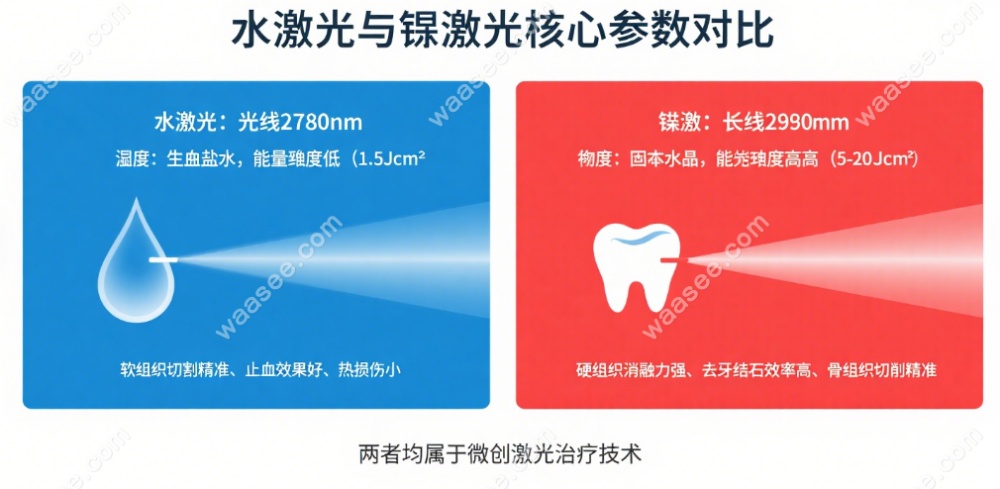 腔科水激光和铒激光技术原理对比