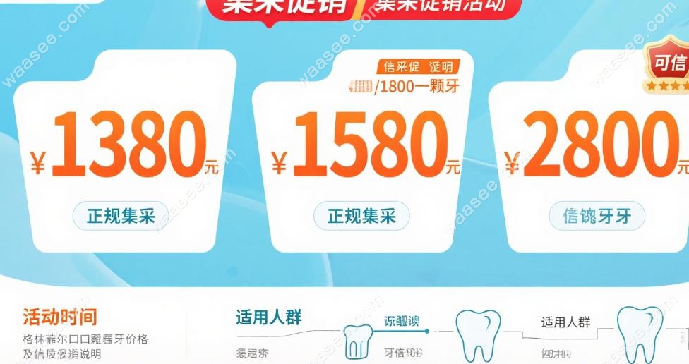 格伦菲尔口腔1380/1580/1800一颗牙靠谱吗?可信,集采促销活动