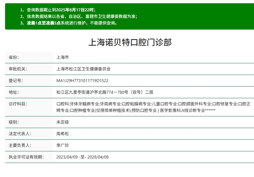 上海诺贝特口腔资质