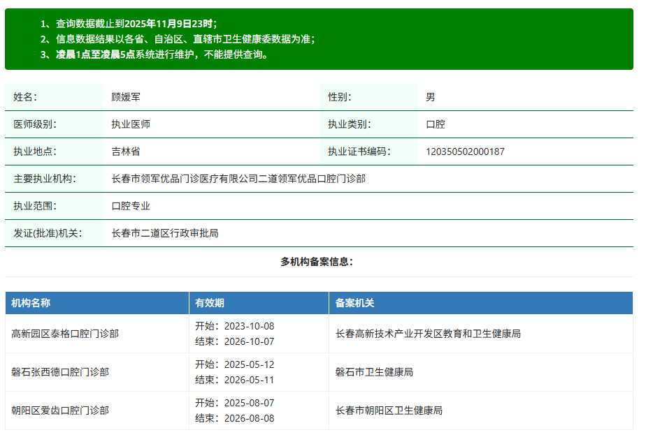 长春领军优品口腔门诊部顾媛军